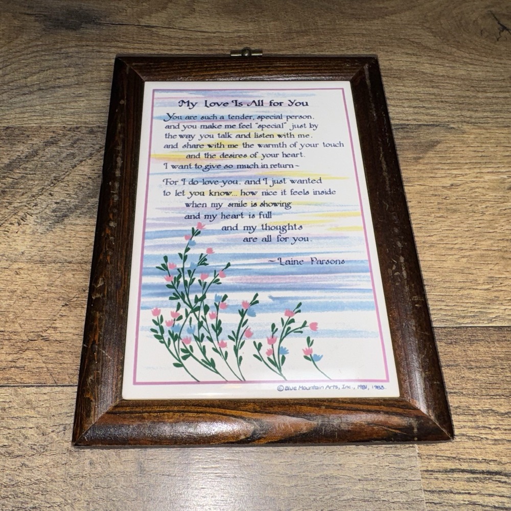 Blue Mountain Arts Framed Tile Plaque Unisex 5x7 Blue Good Vintage 1983 Poem